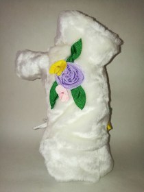 Balts suņu kažociņš,metēlis ar puķiem,XS